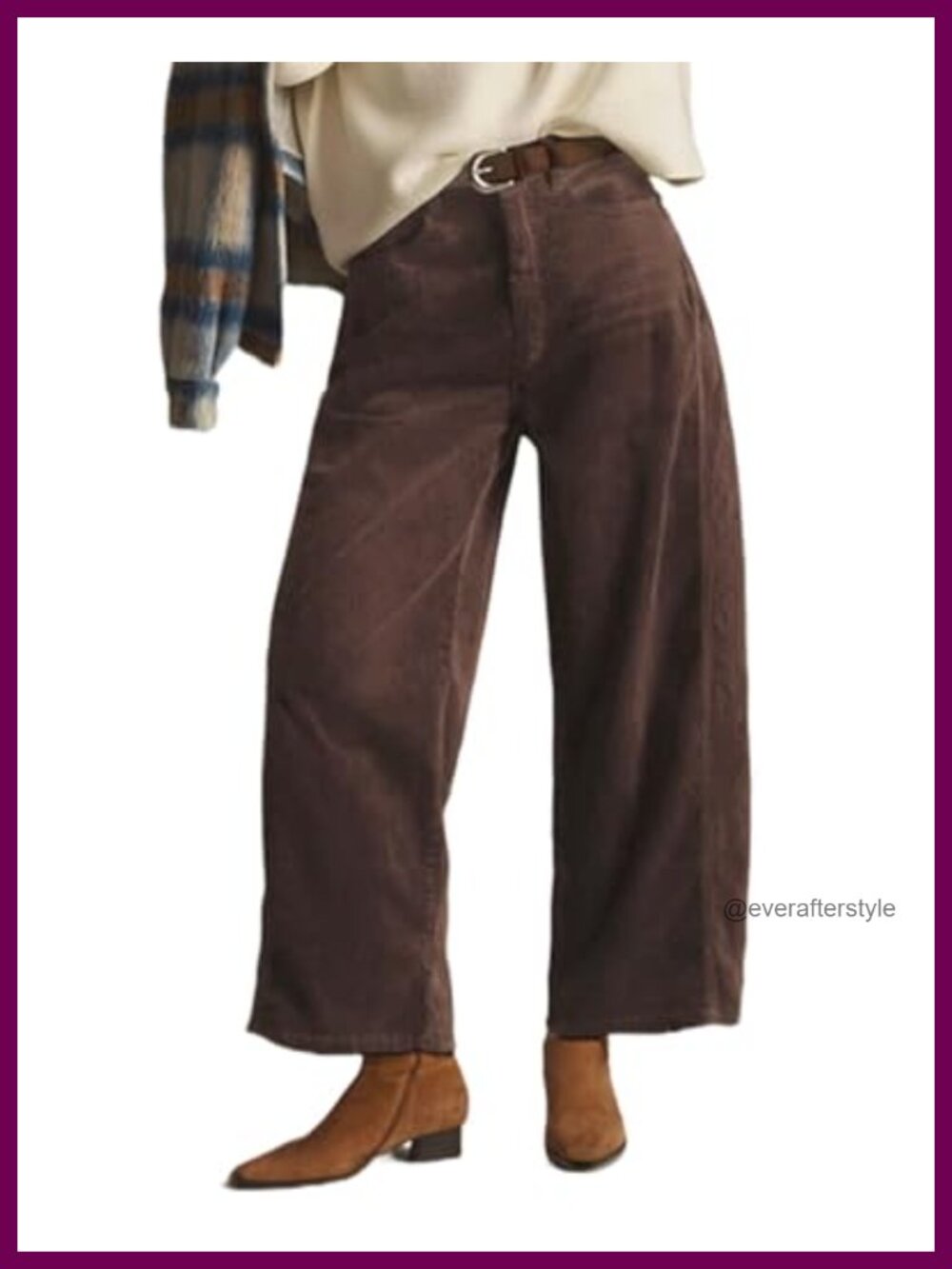 Mid Rise Barrel Jeans Corduroy Wide Leg Ankle Pants Slouchy Relaxed Fit